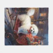 Bichon Frise Weihnachtsfeier Fleecedecke (Vorderseite (Horizontal))