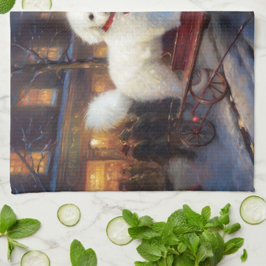 Bichon Frise Weihnachtsfeier Geschirrtuch (Gefaltet)