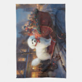 Bichon Frise Weihnachtsfeier Geschirrtuch (Vertikal)