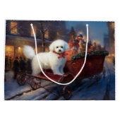 Bichon Frise Weihnachtsfeier Große Geschenktüte (Rückseite)
