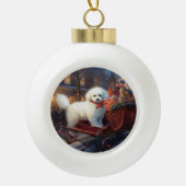 Bichon Frise Weihnachtsfeier Keramik Kugel-Ornament (Vorderseite)