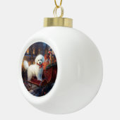 Bichon Frise Weihnachtsfeier Keramik Kugel-Ornament (Rechts)
