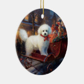 Bichon Frise Weihnachtsfeier Keramik Ornament (Rechts)