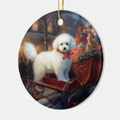 Bichon Frise Weihnachtsfeier Keramik Ornament (Links)