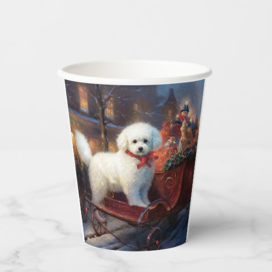 Bichon Frise Weihnachtsfeier Pappbecher (Vorderseite)