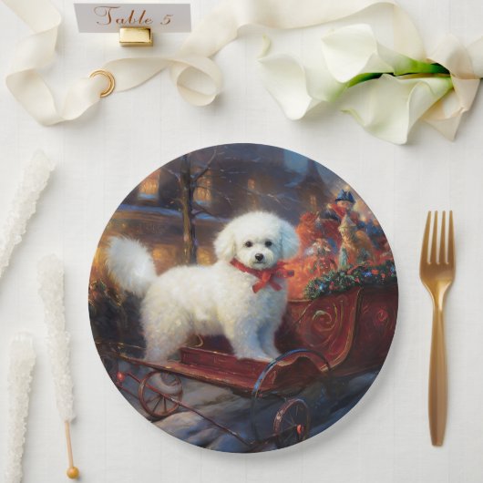 Bichon Frise Weihnachtsfeier Pappteller (Hochzeit)