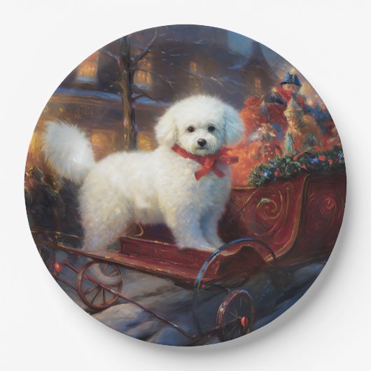 Bichon Frise Weihnachtsfeier Pappteller (Vorderseite)