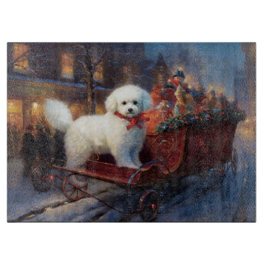 Bichon Frise Weihnachtsfeier Schneidebrett (Vorderseite)