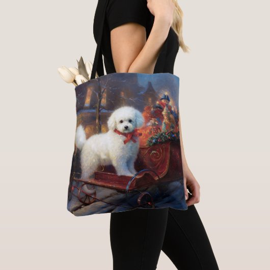 Bichon Frise Weihnachtsfeier Tasche (Von Nahem)