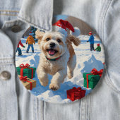 Bichon Frise Weihnachtsfest Schneeszene Button (Beispiel)