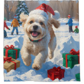 Bichon Frise Weihnachtsfest Schneeszene Duschvorhang (Vorderseite)
