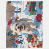 Bichon Frise Weihnachtsfest Schneeszene Fleecedecke (Vorderseite)