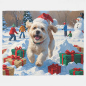 Bichon Frise Weihnachtsfest Schneeszene Fleecedecke (Vorderseite (Horizontal))