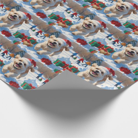 Bichon Frise Weihnachtsfest Schneeszene Geschenkpapier (Ecke)