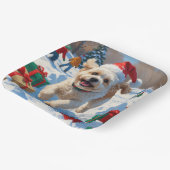 Bichon Frise Weihnachtsfest Schneeszene Pappteller (Gewinkelt)