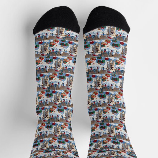 Bichon Frise Weihnachtsfest Schneeszene Socken (Oben)