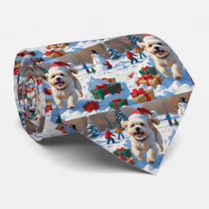Bichon Frise Weihnachtsfestliche Schneeszene Krawatte