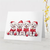 Bichon Frise Weihnachtskleid Santa Hut Karte (Gelbe Blume)