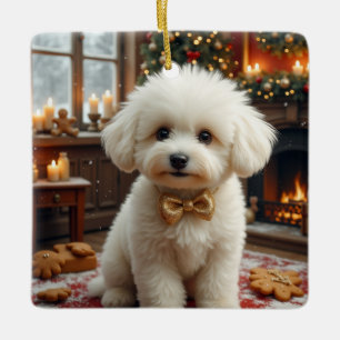 Bichon Frise Weihnachtskunst Keramikornament