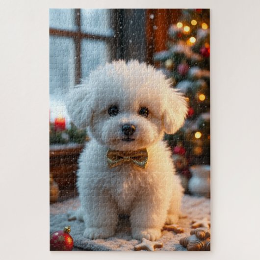 Bichon Frise Weihnachtskunst Puzzle (Vertikal)