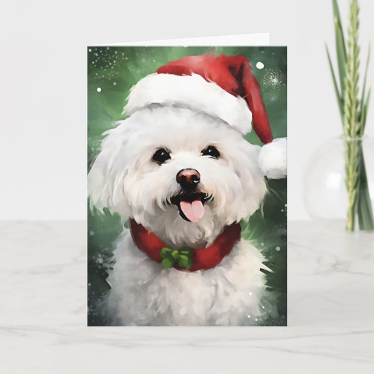 Bichon Frise Weihnachtsmalerei Karte (Vorderseite)