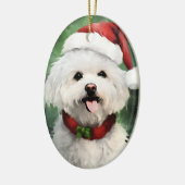 Bichon Frise Weihnachtsmalerei Keramik Ornament (Links)
