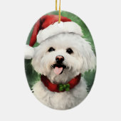 Bichon Frise Weihnachtsmalerei Keramik Ornament (Hinten)