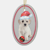 Bichon Frise Weihnachtsmannmütze Weihnachtsschmuck (Links)