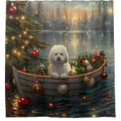 Bichon Frise Weihnachtsreise Duschvorhang (Vorderseite)
