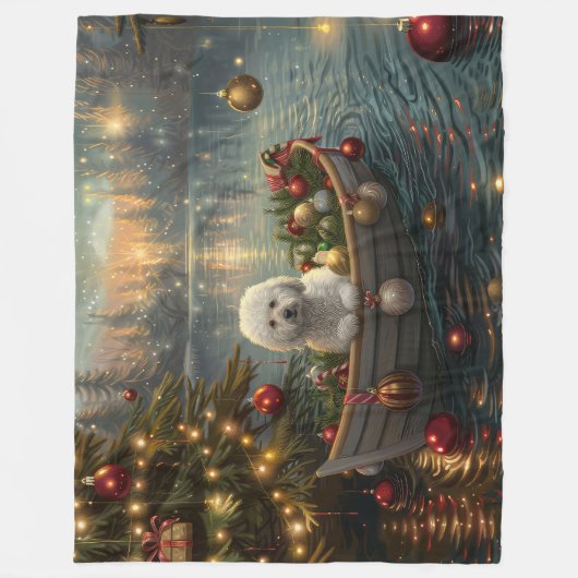 Bichon Frise Weihnachtsreise Fleecedecke (Vorderseite)