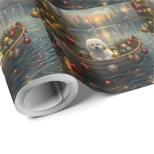 Bichon Frise Weihnachtsreise Geschenkpapier (Rolleneckpunkt)