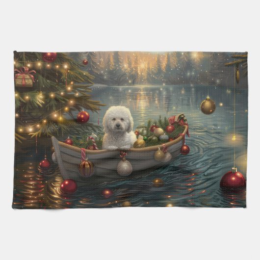 Bichon Frise Weihnachtsreise Geschirrtuch (Horizontal)