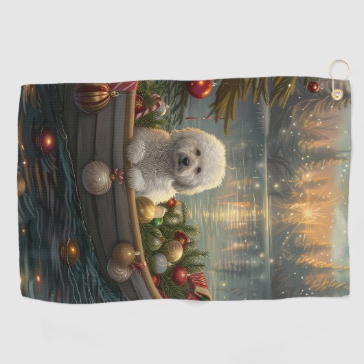 Bichon Frise Weihnachtsreise Golfhandtuch (Horizontal)
