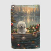 Bichon Frise Weihnachtsreise Golfhandtuch (Vorderseite)