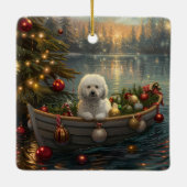 Bichon Frise Weihnachtsreise Keramikornament (Rückseite)