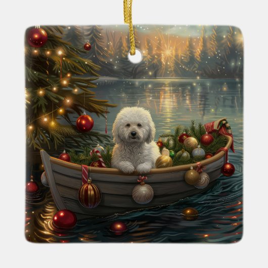Bichon Frise Weihnachtsreise Keramikornament (Vorderseite)