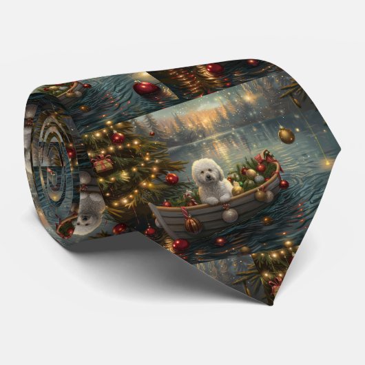Bichon Frise Weihnachtsreise Krawatte (Gerollt)