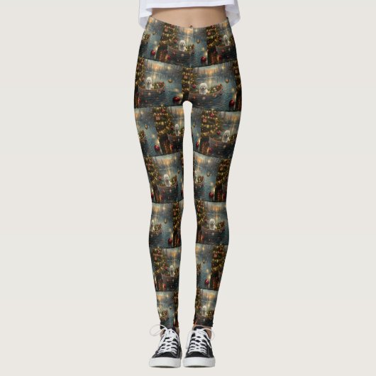 Bichon Frise Weihnachtsreise Leggings (Vorderseite)