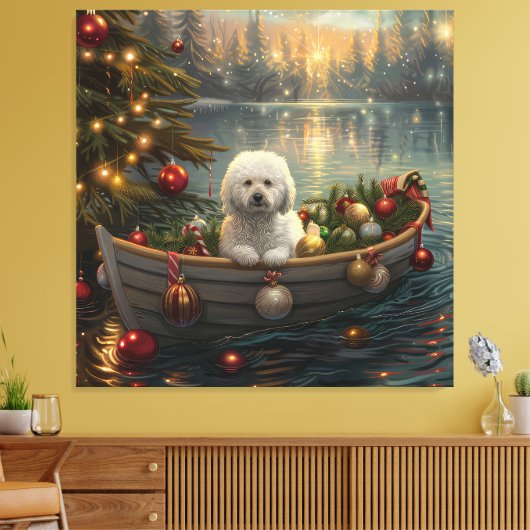 Bichon Frise Weihnachtsreise Leinwanddruck (Insitu (Wohnzimmer))