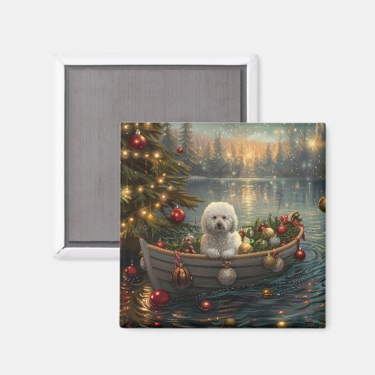 Bichon Frise Weihnachtsreise Magnet (Vorderseite/Rückseite)