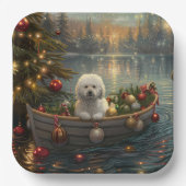 Bichon Frise Weihnachtsreise Pappteller (Vorderseite)