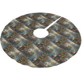 Bichon Frise Weihnachtsreise Polyester Weihnachtsbaumdecke (Schrägansicht)