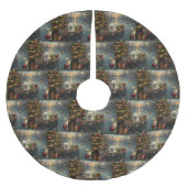 Bichon Frise Weihnachtsreise Polyester Weihnachtsbaumdecke (Vorderseite)