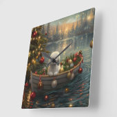 Bichon Frise Weihnachtsreise Quadratische Wanduhr (Winkel)