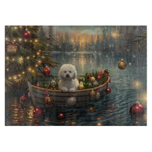 Bichon Frise Weihnachtsreise Schneidebrett (Vorderseite)