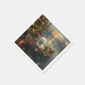 Bichon Frise Weihnachtsreise Serviette (Ecke)