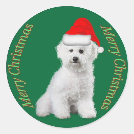 Bichon Frise Weihnachtssticker Runder Aufkleber (Vorderseite)