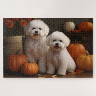 Bichon Frise Welpe Herbstfreude Kürbis  Puzzle