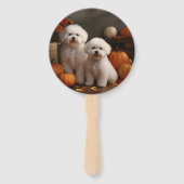 Bichon Frise Welppy Autumn Delight Pumpkin Fächer (Vorderseite)