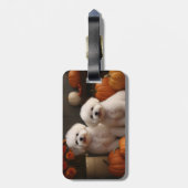Bichon Frise Welppy Autumn Delight Pumpkin Gepäckanhänger (Rückseite vertikal)
